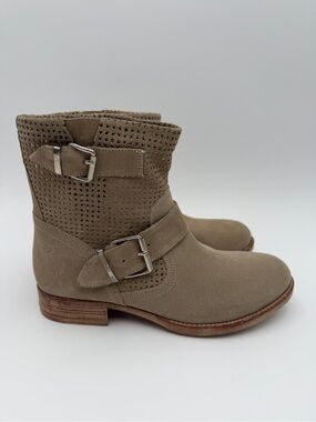 Cut out Taupe Buckle Ankle Booties - Classic Casual
